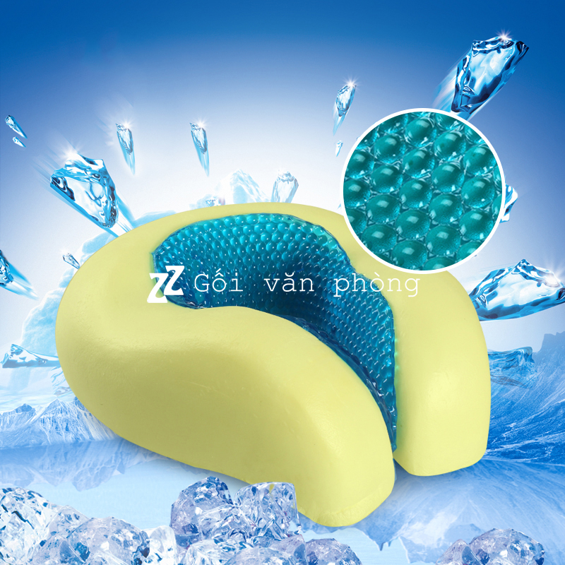 Gối chữ U cao su non gel mát dạng hạt massage GLC-02